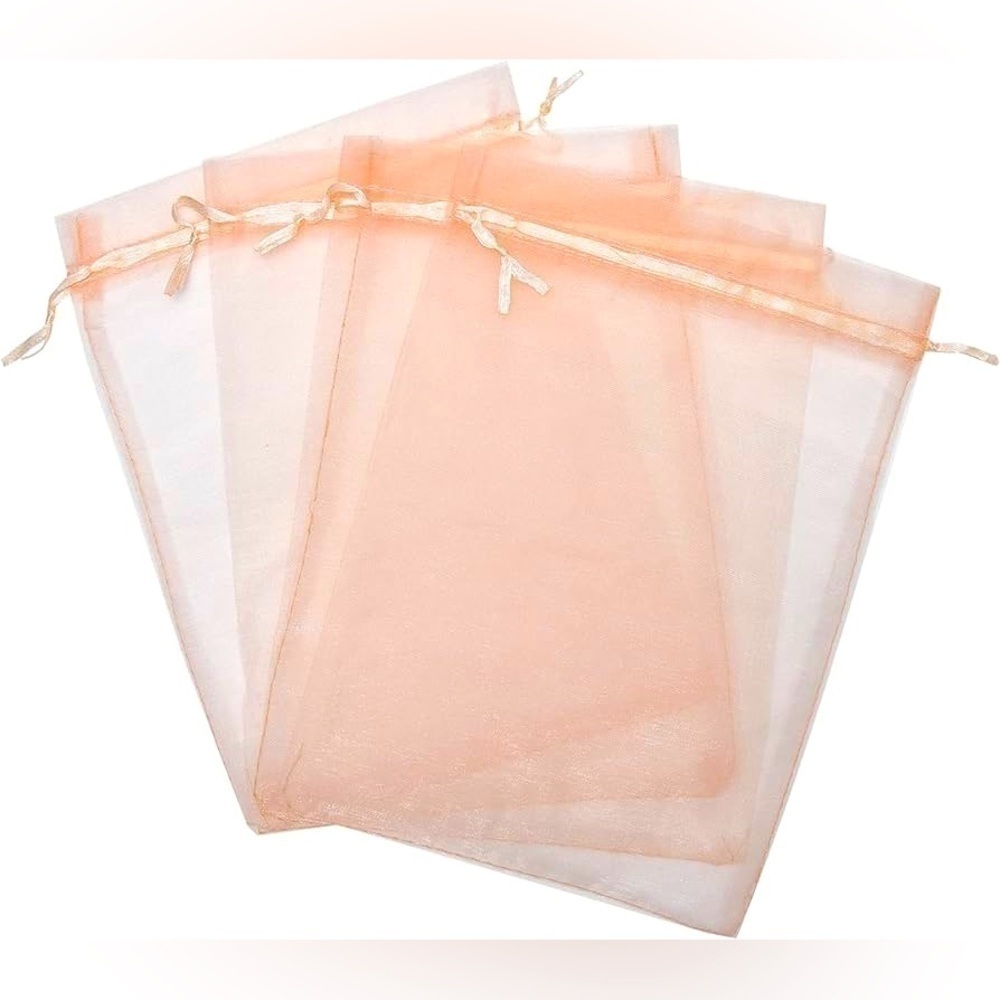 NEW 25 Sheer Peach Organza Bags